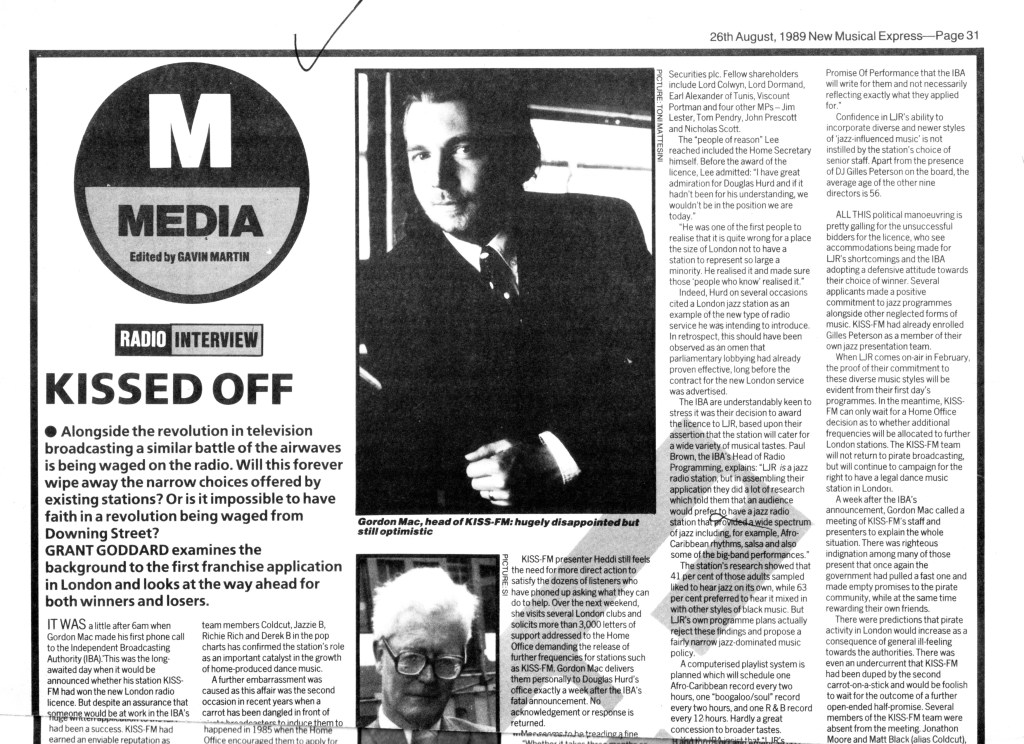 Kissed Off by Grant Goddard, NME : 26 August 1989